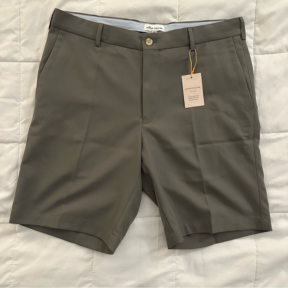 Peter Millar Men's Flat Front Shorts - Olive